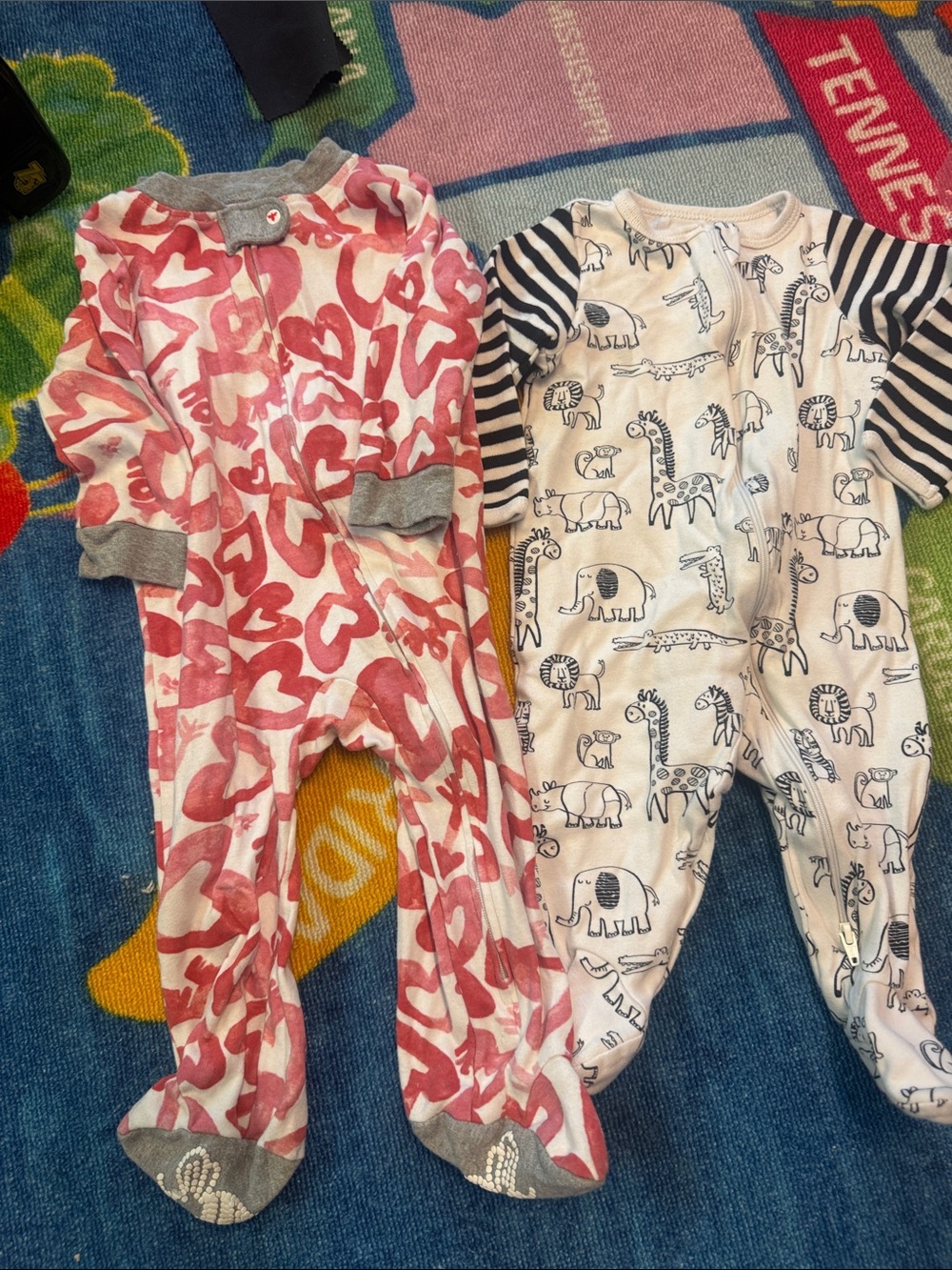 Kids Footies Set - Animal and Heart Prints